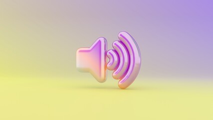 3d rendering colorful vibrant symbol of volume up on colored background