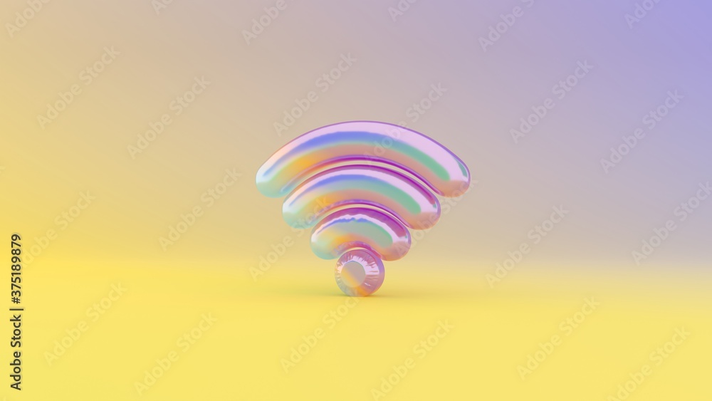 Poster 3d rendering colorful vibrant symbol of wi-fi 1 on colored background