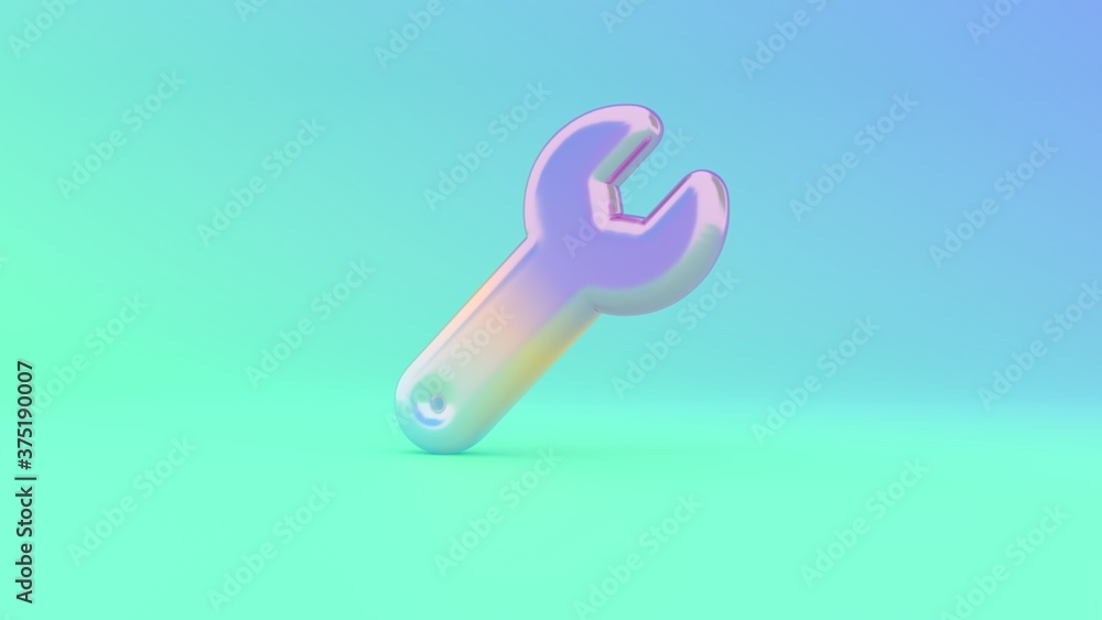 Poster 3d rendering colorful vibrant symbol of wrench on colored background