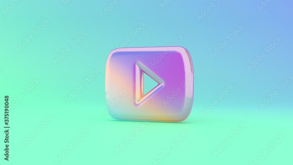Poster 3d rendering colorful vibrant symbol of youtube logo on colored background