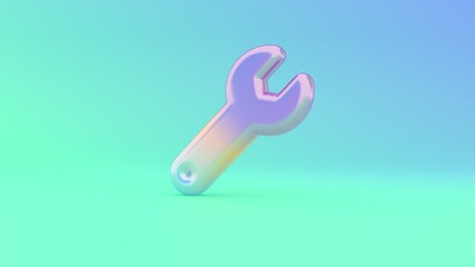 3d rendering colorful vibrant symbol of wrench on colored background