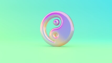 3d rendering colorful vibrant symbol of yin yang on colored background
