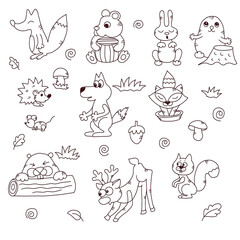 doodles are wild animals isolated on a white background
