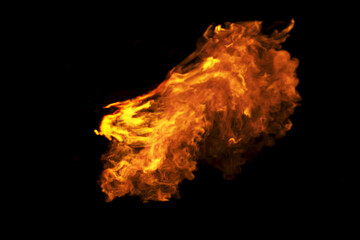 Burning flame with dark background, 3d rendering.