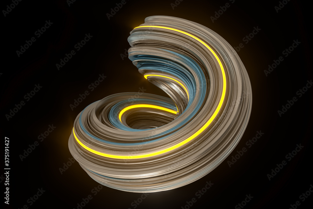 Poster colorful round geometry, gradient curve background, 3d rendering.