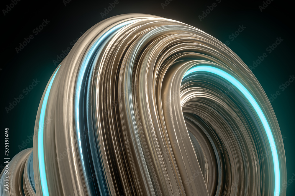 Poster colorful round geometry, gradient curve background, 3d rendering.