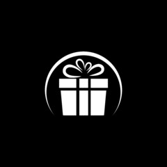 Gift box icon isolated on dark background