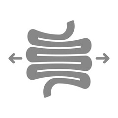 Irritable bowel syndrome grey icon. Diseases internal organ symbol.