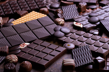 sweet food background, chocolate candy and other sweetness