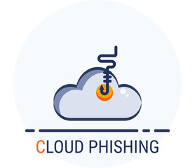 Flat Icons Style. Hacker Cyber crime attack Cloud Phishing for web design.