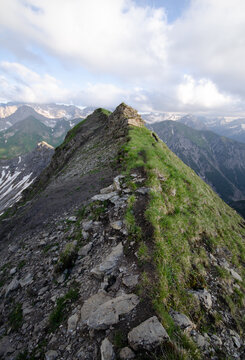 high mountain landscape rough morning mood steep hiking via ferata adventure