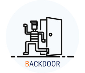 Line Icons Style. Hacker Cyber crime attack Backdoor for web design.