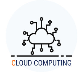 Line Icons Style. Hacker Cyber crime attack Cloud Computing for web design.