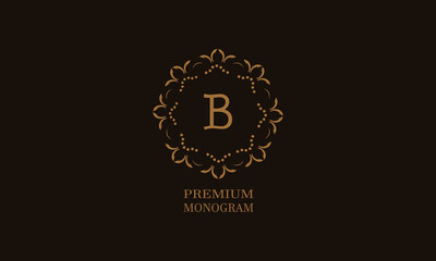 Luxury monogram design with the letter of the alphabet B. Elegant logo of the emblem of a restaurant, hotel, business. Can be used for invitations, booklets, postcards.