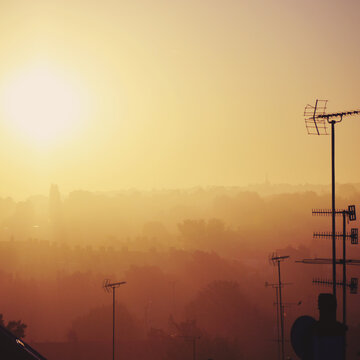 Sunrise over the roofs of London