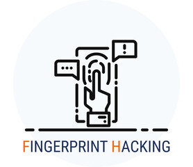 Line Icons Style. Hacker Cyber crime attack Fingerprint Hacking for web design.