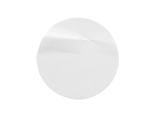 Blank white round paper sticker label isolated on white background with clipping path