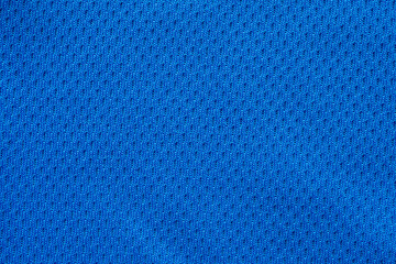Blue sports clothing fabric football shirt jersey texture close up