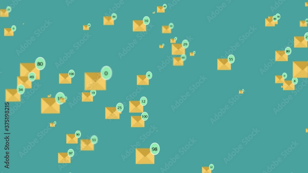 Poster 4k animation of email envelope with auto counting number on red circle metaphor income email and mas