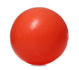 New red fitness ball isolated on white