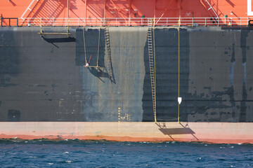 Paused maintenance paintwork on ship at lunch break