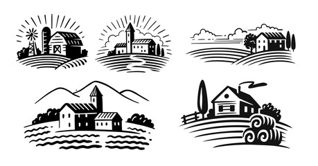 farm emblem on white background Italian style © bioraven