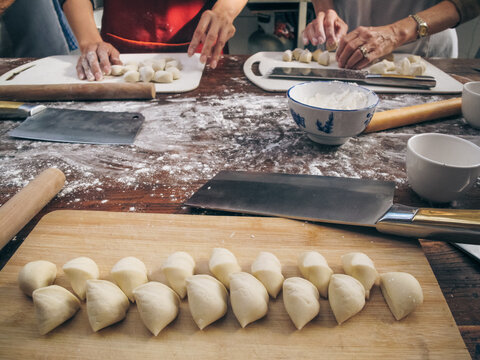 The making of Jiaozi in China