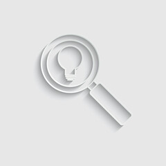 paper magnifying icon with light bulb search icon