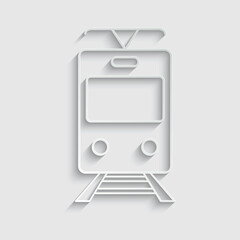paper tram icon vector - sign