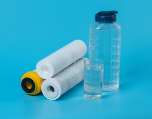 Filter system for water treatment with and glass of water,Water filters