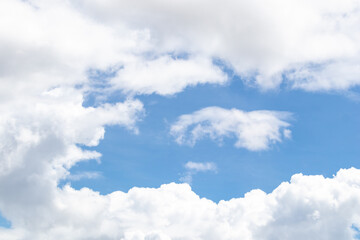 Beautiful frame blue sky with cloudy background and texture. Copy space for text.