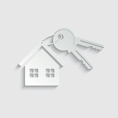 paper house key icon vector sign