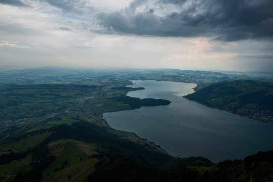 Panorama of thunderstorm from mount rigi