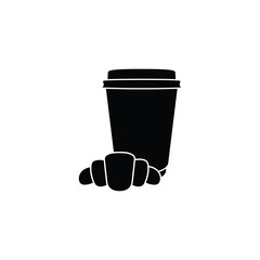  coffee or tea with a croissant   icon. beverage sign