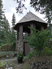 An Old Wooden and Stone Gazebo