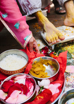 Mayian turmeric ceremony during a sikh wedding