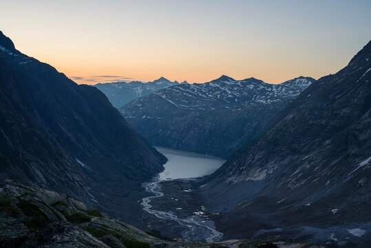 Lake Grimsel at sunrise.
