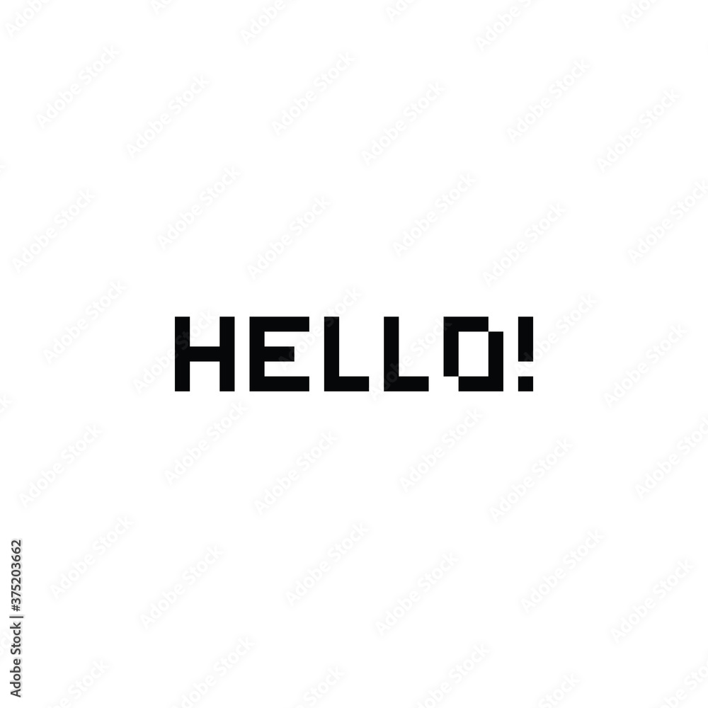 Poster hello icon vector pixel text