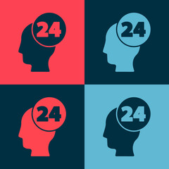 Pop art Support operator in touch icon isolated on color background. Concept for call center, client support service. Vector Illustration.