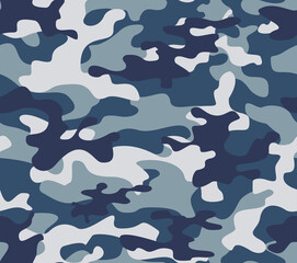  Camouflage blue background seamless pattern vector graphics stylish background for printing.