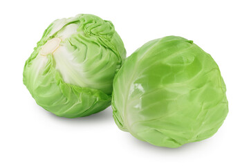 Fototapeta premium Green cabbage isolated on white background with clipping path and full depth of field