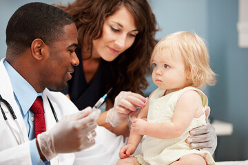 Pediatrician: Nurse Preps Child Patient for Shot