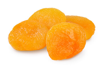 Dried apricots isolated on white background with clipping path and full depth of field.