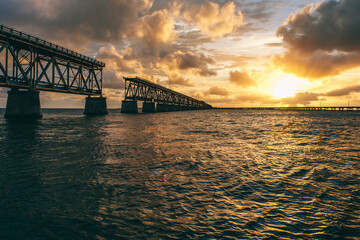 Broken Bridge at Sunset in Florida Keys