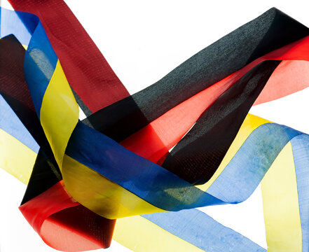 Isolated ribbons in Ukrainian national colors