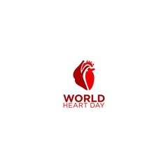 Fototapeta premium World Hearts Day banner with Heart sign on white background, vector image