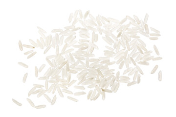 rice grains isolated on white background. Top view. Flat lay