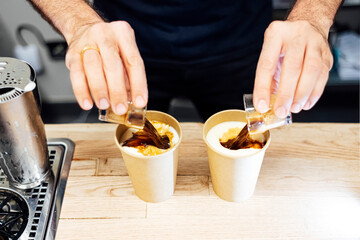 Barista preparing a coffee cocktail