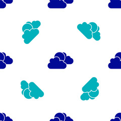Obraz premium Blue Sun and cloud weather icon isolated seamless pattern on white background. Vector.