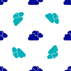 Fototapete Rund Blue Sun and cloud weather icon isolated seamless pattern on white background. Vector. © Kostiantyn